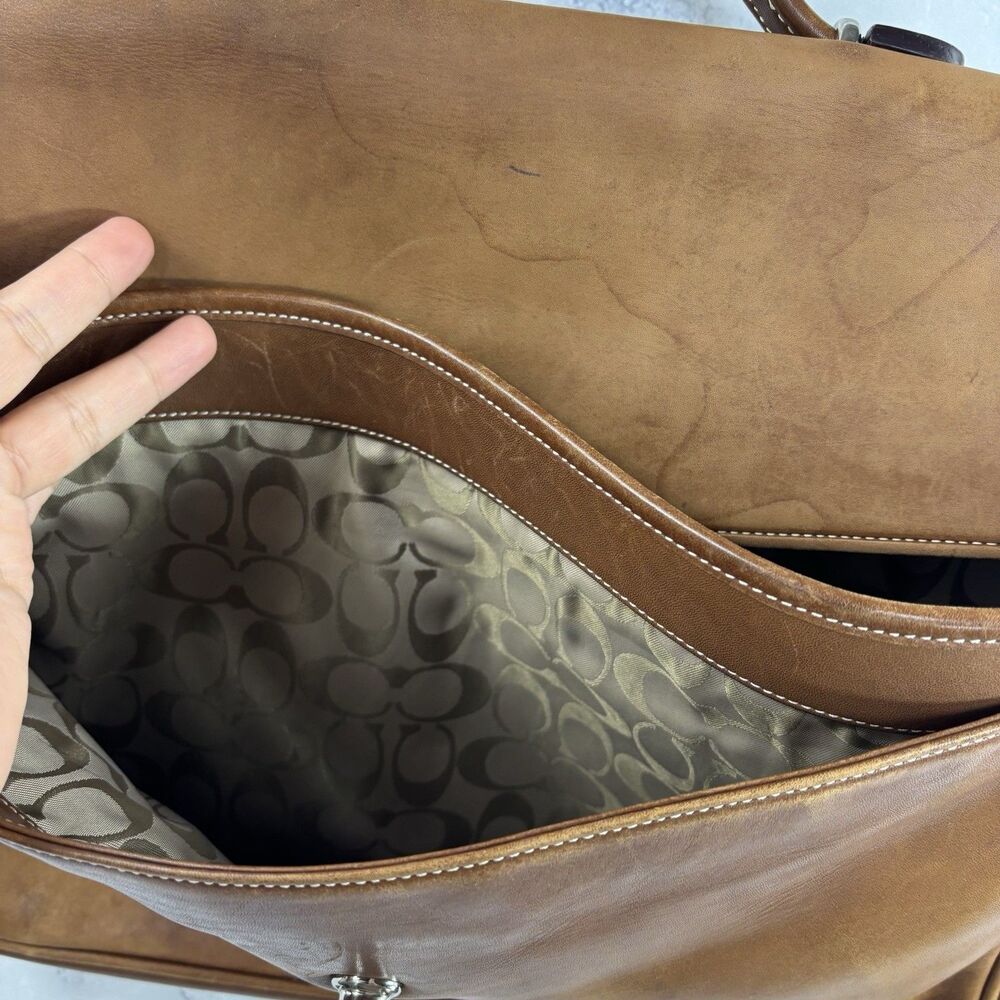 Vintage Coach Messenger Briefcase Bag Brown Leather Lexington 90s Retro work bag - Picture 11 of 16
